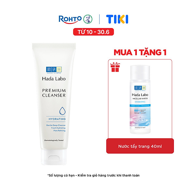 Sữa rửa mặt Hada Labo dưỡng ẩm cao cấp Premium Cleanser Hydrating 100g