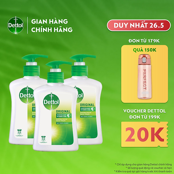 COMBO 3 CHAI NƯỚC RỬA TAY DETTOL KHÁNG KHUẨN – 250G/CHAI