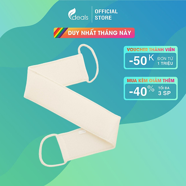 Dây Tắm Xơ Mướp Cao Cấp ECODEALS 100% xơ mướp hữu cơ diệt khuẩn - Mềm mại, nhẹ nhàng tẩy da chết, ngừa mụn lưng, kỳ cọ và massage siêu đã - 1 cái KT 10 x 30 x 80 cm