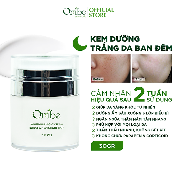 Kem Dưỡng Trắng Da Ban Đêm Oribe Dưỡng Ẩm Làm Mờ Thâm Nám 30g