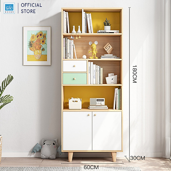 Tủ Sách Gỗ Phong Cách Bắc Âu Thương Hiệu SIB Decor (Nhiều Kích Thước) KSG43