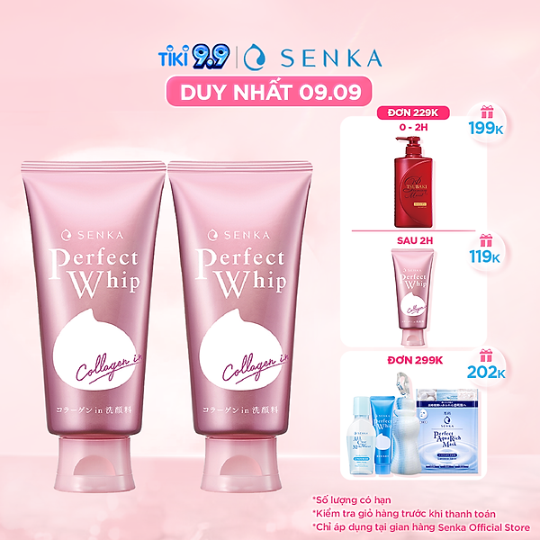 Combo 2 Sữa Rửa Mặt Ẩm Mịn Và Săn Chắc Da Senka Perfect Whip Collagen In 120G X 2