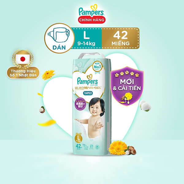 Tã/ Bỉm Dán Pampers Nhật Thượng Hạng, Size Nb(70 Miếng, Dưới 5Kg)/ S(64 Miếng, 4-8Kg)/ M(52 Miếng, 6-12Kg)/ L(42 Miếng, 9-14Kg)