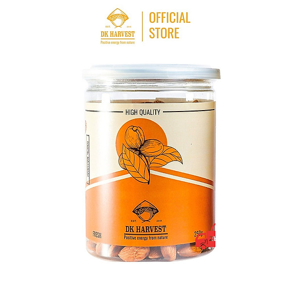 Hạt Hạnh Nhân Rang Mộc DK HARVEST Nhập Khẩu - Hàng loại 1 nguyên vị và không thêm phụ gia - 250g, 500g