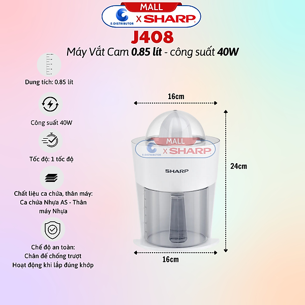 Máy vắt cam Sharp EJ-J408-WH - Hàng chính hãng