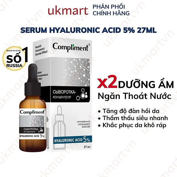 Serum Compliment 2% BHA Salicylic Acid Hyaluronic Acid B5 5% Vitamin C 20% Làm Sạch Da, Giảm Mụn Trắng Da Căng Bóng 27ml