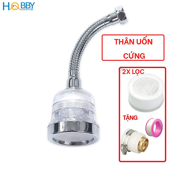 Bộ vòi xịt tăng áp lực nước cho vòi rửa chén dây Inox cứng Hobby Home Decor VSTA3day có lọc nước - uốn cong tùy ý - tặng kèm ren nối và 2 lọc nước