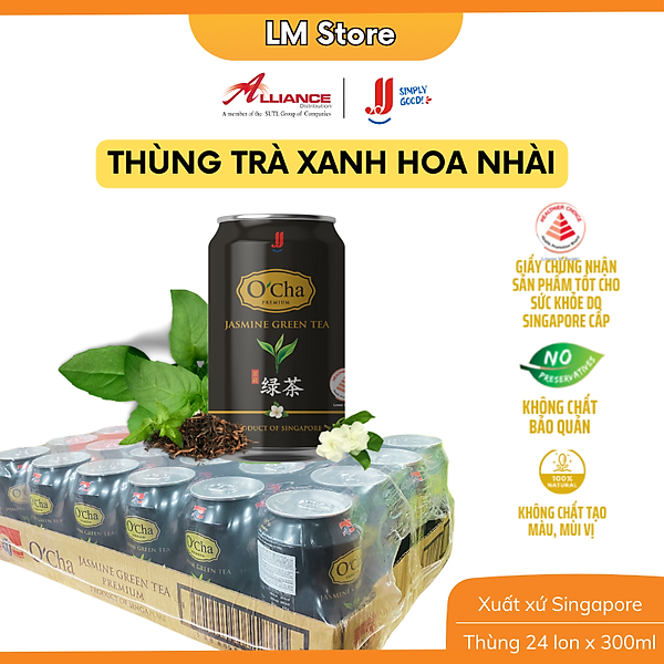 Thùng T rà Xanh Hoa Nhài JJ (24 Lon x 300ml) - Thương hiệu Singapore
