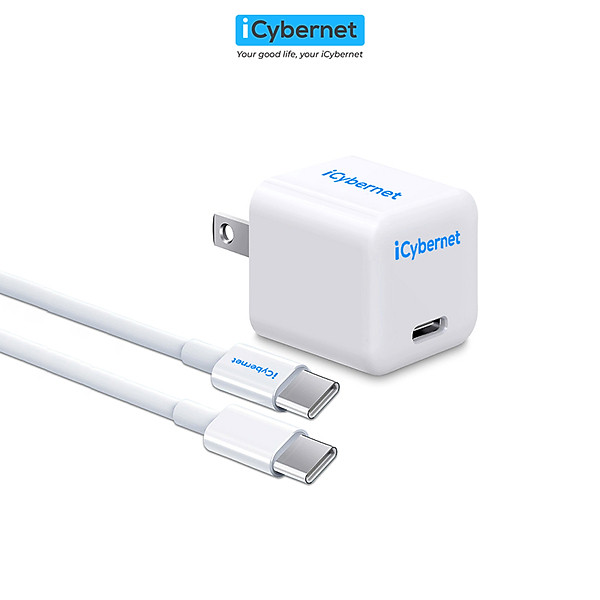 Bộ sạc nhanh chuẩn PD 20W iCybernet IC-3002 cáp C to C 1,2m (Cáp hỗ trợ sạc tối đa 100W cho mọi thiết bị typeC) - Hàng chính hãng