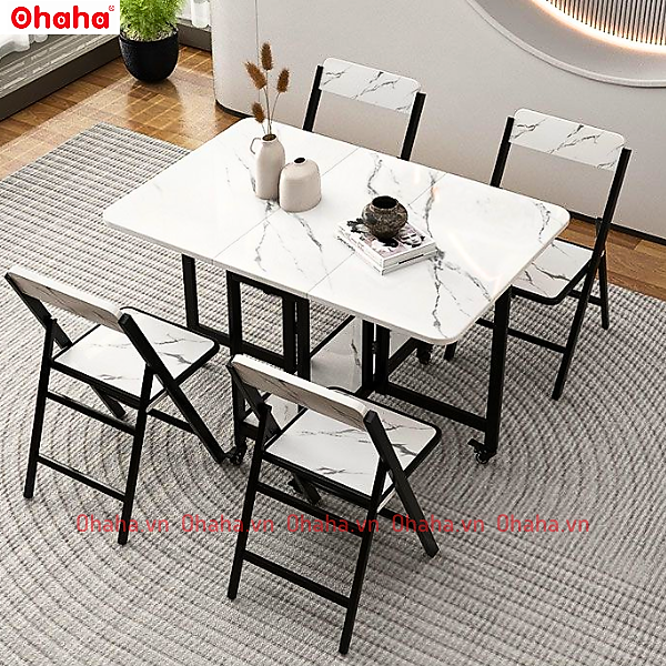BÀN ĂN GẤP GỌN THÔNG MINH CÓ GHẾ VÀ BÁNH XE OHAHA - BA023