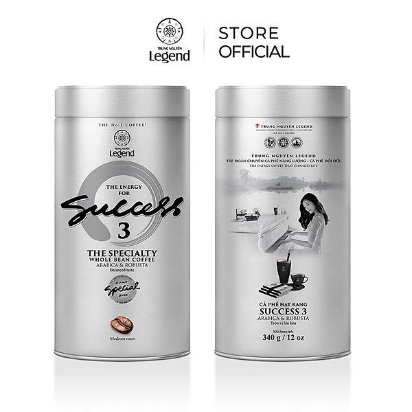 Combo 2 Hộp Cà phê pha máy Success 3 - Trung Nguyên Legend - Hạt Mộc Arabica, Robusta (Lon 340gr)