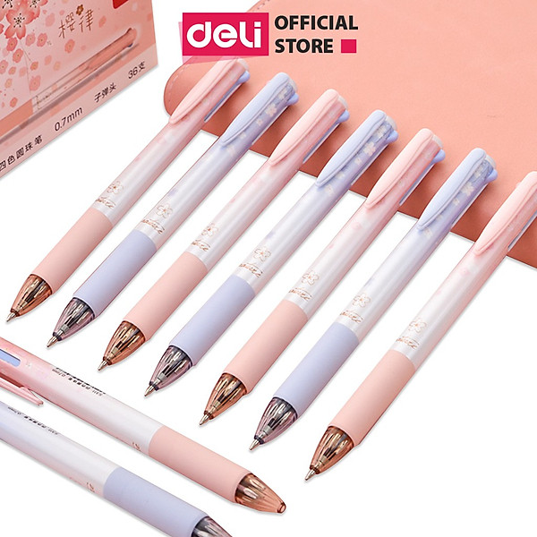 Bút bi nhiều màu Deli - 0.7mm - 4 màu mực - Vỏ thiết kế hoa - 1 chiếc - S311