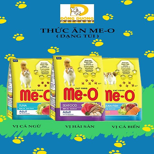 Thức ăn hạt khô cho mèo trưởng thành Me-O vị cá ngừ, hải sản gói 350g - 1,2kg