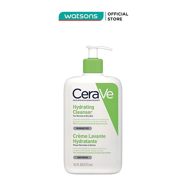 Sữa Rửa Mặt Giúp Làm Sạch Và Cấp Ẩm Dành Cho Da Thường Và Da Khô Cerave Hydrating Cleanser 473ml