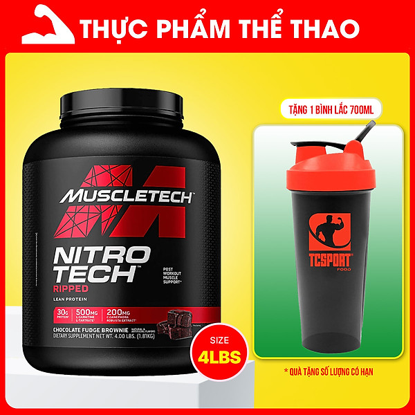 Sữa Tăng Cơ, Giảm Mỡ Nitro Tech Ripped - Hộp 4lbs (1.8g) - Nhiều Vị - Muscletech USA
