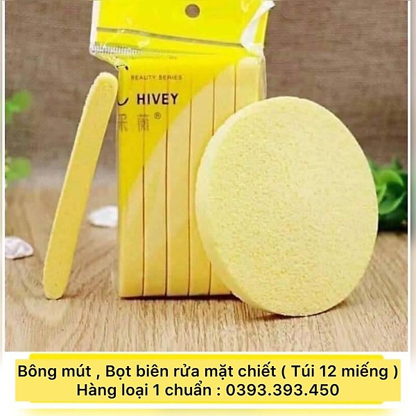 Bông Mút , Bọt Biển Rửa Mặt Chiết ( Túi 12 Miếng)