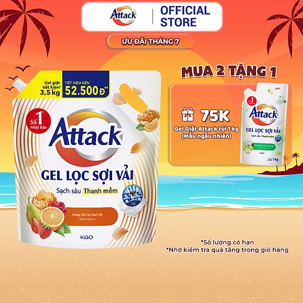 Gel Giặt Attack Hương Trái Cây Tươi Mát Túi 3.5Kg