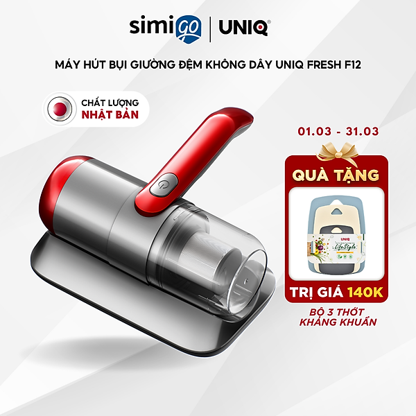 Máy Hút Bụi Giường Đệm Nệm UNIQ Fresh F12 Không Dây Đèn UV Diệt Sạch Vi Khuẩn Ga Sofa Lông Cao Cấp Cầm Tay Mini Đa năng - Hàng chính hãng