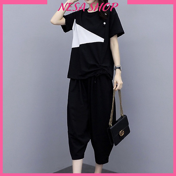 Đồ bộ nữ mặc nhà tay ngắn, chất liệu Cotton co giãn, Set bộ đi chơi nữ, trẻ trung, phá cách, NeSa Shop