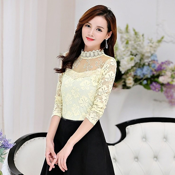 Áo kiểu nữ dài tay ren hoa Haint Boutique Ale43