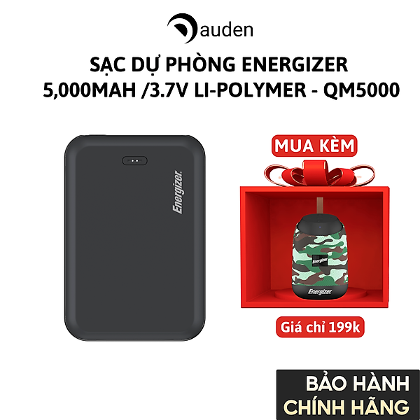 Sạc dự phòng Energizer 5,000mAh /3.7V Li-Polymer QM5000 - Hàng chính hãng bảo hành 2 năm 1 đổi 1