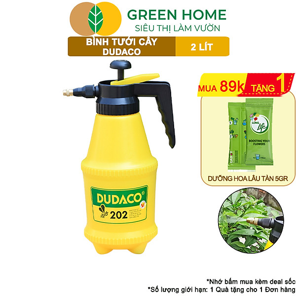 Bình Tưới Cây GreenHome, Dudaco, 2 Lít, Thân Bình Dày, Phun Xa 2 Chế Độ, Bơm Nhẹ Tay, Bình Tưới Cây Phun Sương, Bền, Đẹp