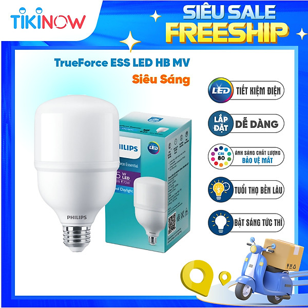 Bóng đèn Philips TrueForce Essential LED HB MV E27 - Ánh sáng Trắng, Hiệu suất chiếu sáng cao, Tiết kiệm điện, Chất lượng ánh sáng hoàn hảo - Hàng Chính Hãng