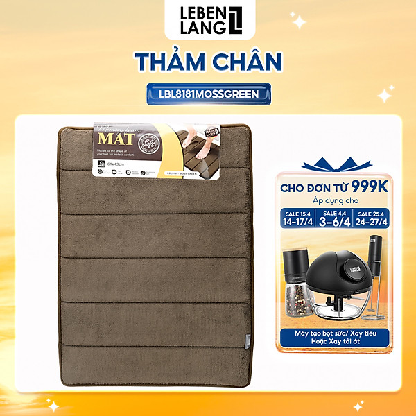 Thảm lau chân Lebenlang LBL8181 thấm hút nước đế cao su chống trơn trượt phòng tắm - hàng chính hãng