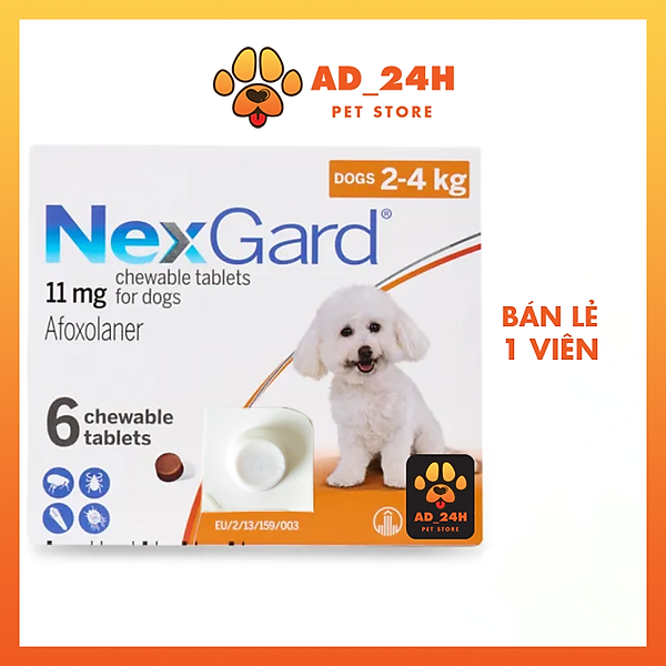 Viên nhai Nexgard trị ve rận, bọ chét cho chó (1 viên)