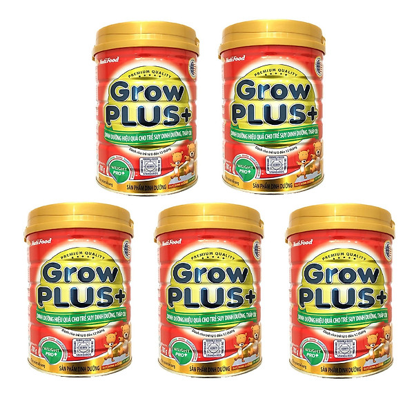 Bộ 5 Lon Sữa Bột Growplus+ Đỏ Lon 780G Suy Dinh Dưỡng Cho Trẻ Dưới 1 Tuổi Grow Plus Sdd