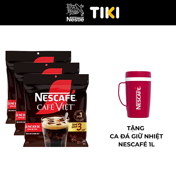 Combo 3 Bịch Cà phê đen hòa tan NESCAFE Café Việt (Túi 35 gói x 16g)