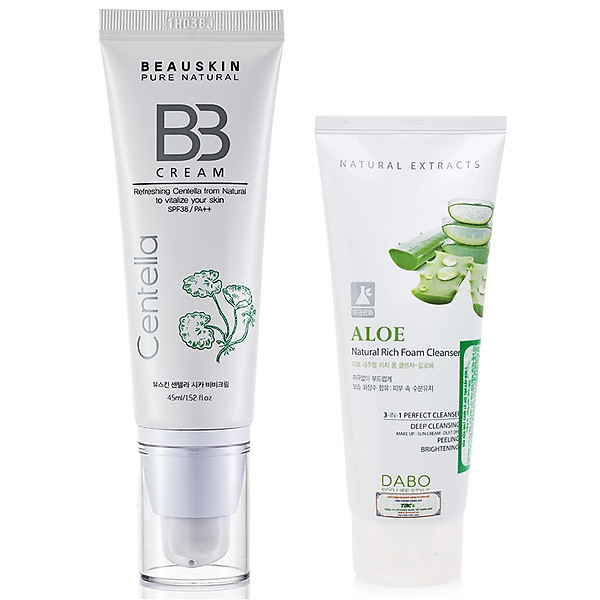 Kem Lót Nền Che Khuyết Điểm Tông Tự Nhiên Bb Cream Beauskin Cica Centella Hàn Quốc (45Ml) Và Sữa Rửa Mặt Dabo