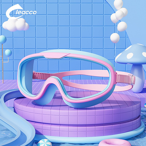Kính bơi trẻ em chống tia UV bản rộng góc nhìn 180 độ Cleacco SG1885 dây đeo silicone êm ái , không kích ứng , an toàn với trẻ em - Hàng chính hãng Boro Sport