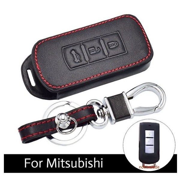 Bao da Chìa Khóa ô tô kèm móc khóa Xe Mitsubishi Outlander, Xe Xpander, Xe Attrage- Mẫu Chìa Thông Minh