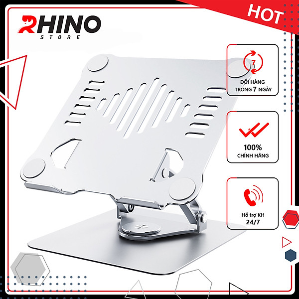 Kệ đỡ Laptop xoay 360° tản nhiệt Rhino KL301, giá đỡ máy tính nhôm cao cấp, gấp gọn - Hàng chính hãng