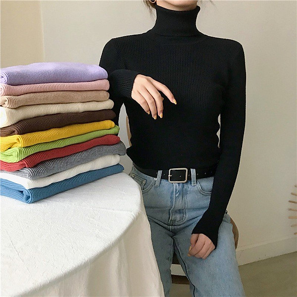 Áo Len Tăm Cổ lọ nữ mềm mịn, co giãn, nhiều màu dễ phối đồ