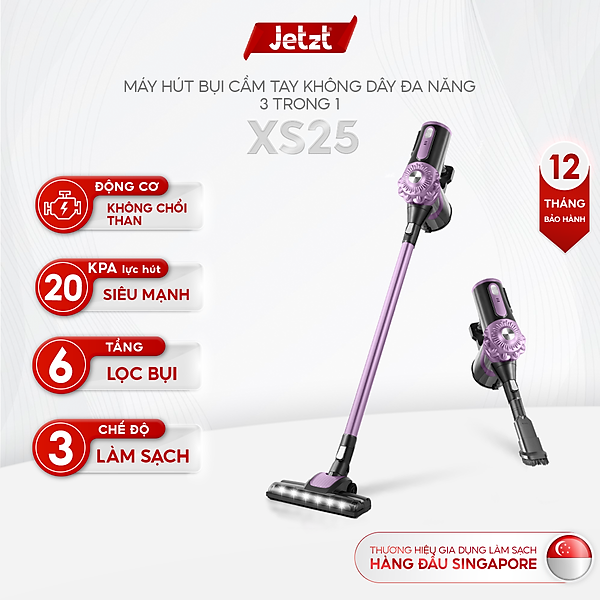 Máy hút bụi cầm tay không dây JETZT XS25, kèm đầu hút giường nệm với phân loại XS25 PRO hàng chính hãng
