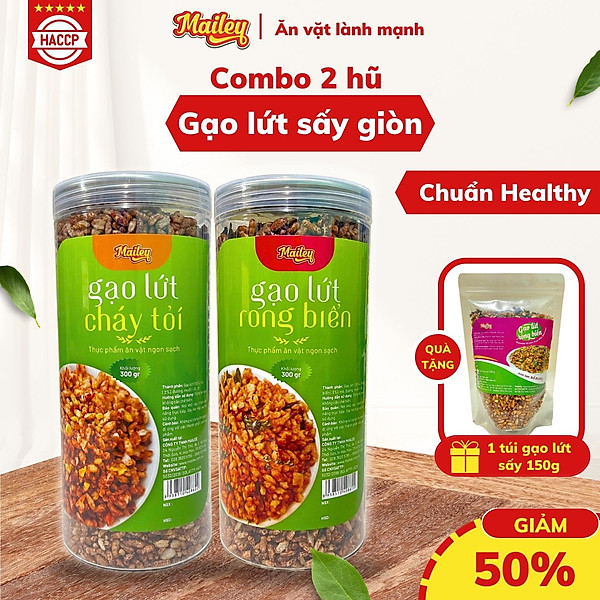 Gạo lứt giảm cân ăn liền Mailey - gạo lứt sấy rong biển/ cháy tỏi ăn kiêng healthy