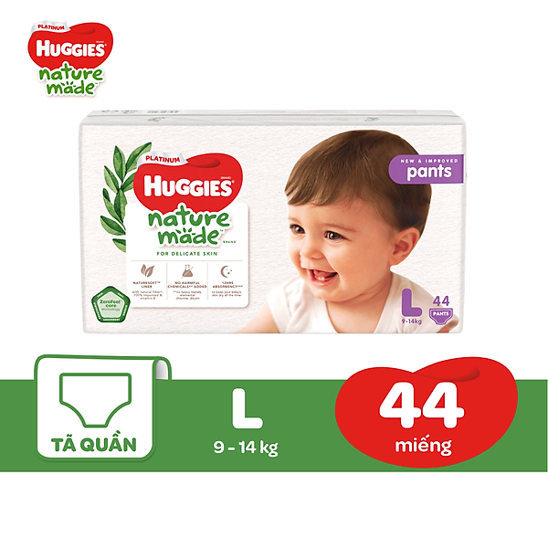Tã Quần Siêu Cao Cấp Huggies Platinum Nature Made L44 (44 Miếng)