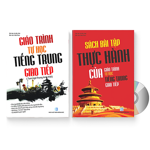 Combo 2 sách: Giáo trình tự học tiếng Trung giao tiếp (Tam ngữ Anh – Trung – Việt) và Sách bài tập thực hành
