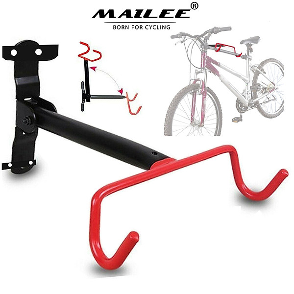 Móc treo xe đạp lên tường MTR02, giá treo xe đạp 2 móc đỏ siêu chắc chắn (kèm ốc vít) Mai Lee