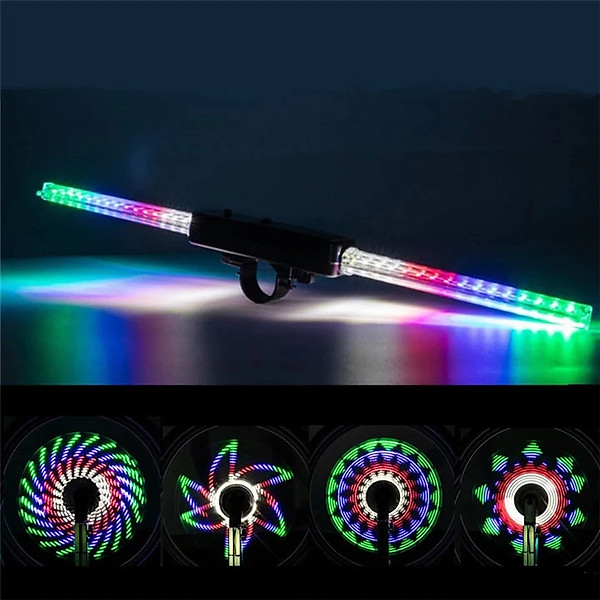 Bộ Đèn Trang Trí Bánh Xe 64 Led 30 Hình Gắn Trục Chuyển Đổi Tự Động Nổi Bật Ban Đêm Có Sạc Điện USB 400mAh Thuận Tiện