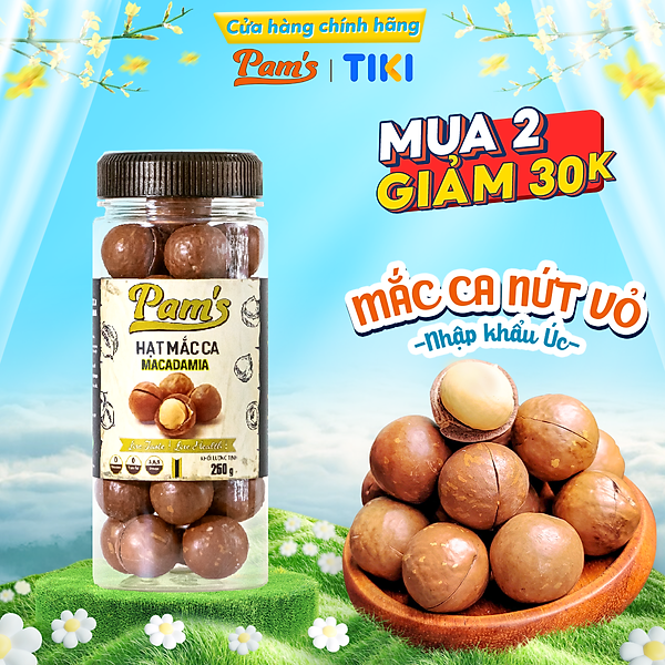 Hạt Macca Úc Nứt Vỏ Pams [Tặng kèm khui hạt] Macca Hữu Cơ Nhập Khẩu Úc, Hạt A Size 25-28