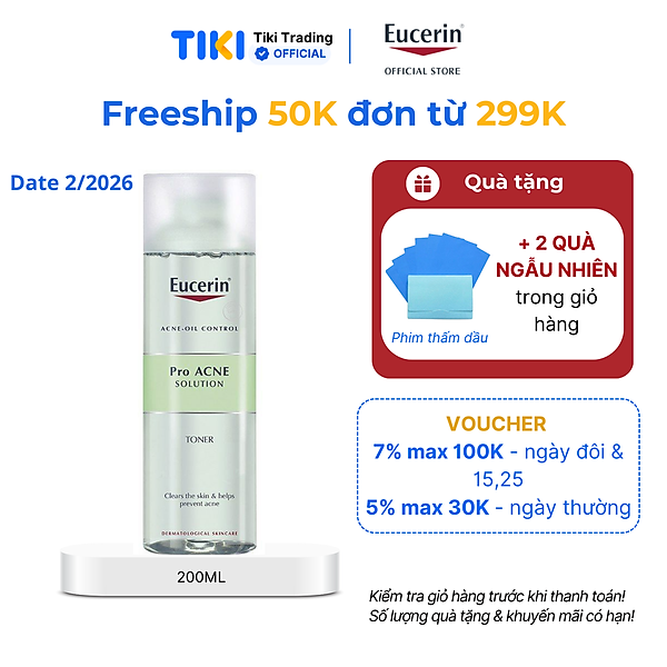 Nước cân bằng cho da nhờn mụn Eucerin Pro Acne Toner 200ml