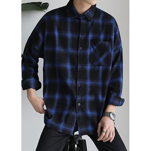 Áo sơ mi nam Flanel Caro Victory màu xanh ASM3016A