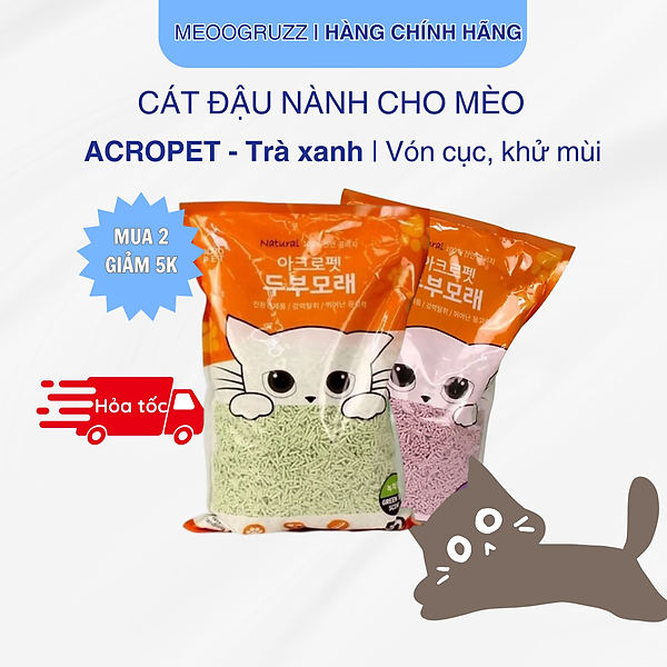 Cát Vệ Sinh Đậu Phụ Cho Mèo ACROPET 5L - Hương Trà Xanh