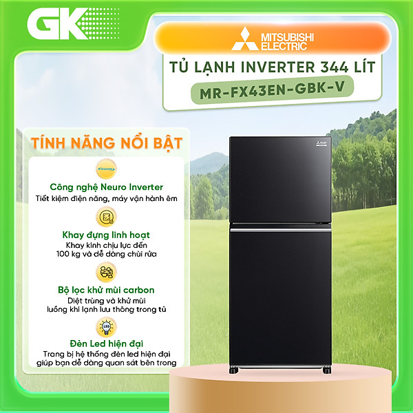 TỦ LẠNH MITSUBISHI ELECTRIC 344 LÍT MR-FX43EN-GBK-V (2 CỬA) - HÀNG CHÍNH HÃNG