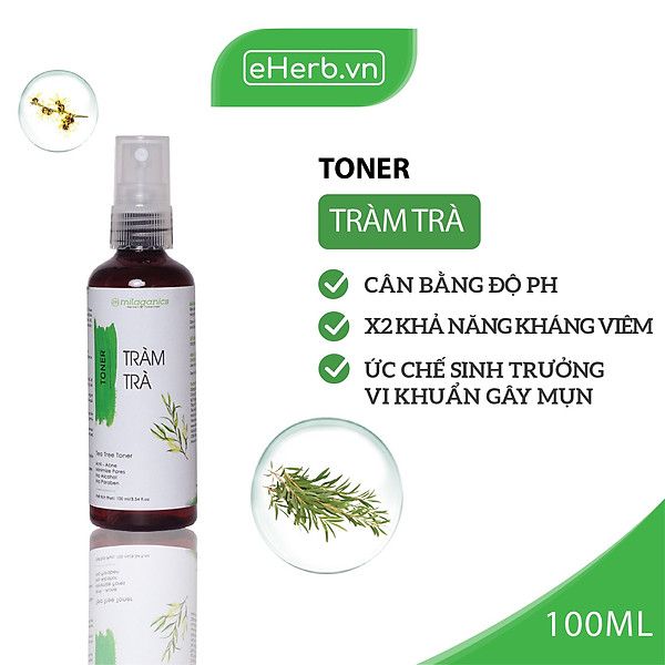 Toner Tràm Trà Hỗ Trợ Giảm Viêm & Cân Bằng Độ Ph Phù Hợp Với Làn Da Mụn Nhạy Cảm Milaganics 100Ml (Chai)