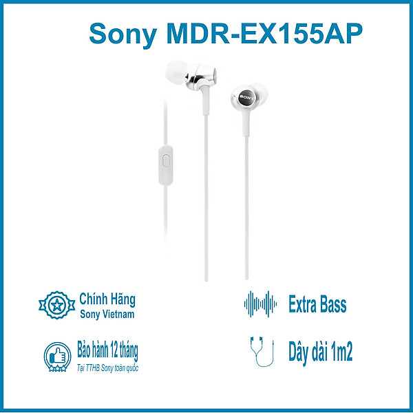 Tai Nghe Nhét Tai Sony MDR-EX155AP – Hàng Chính Hãng