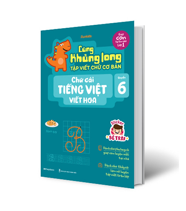 Cùng Khủng Long Tập Viết Chữ Cơ Bản – Chữ Cái Tiếng Việt Viết Hoa – Quyển 6 – Sticker Bé Trai hover